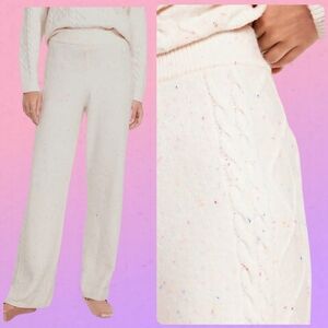 SoSoft Cable Wide-Leg Sweatpants in Rainbow Sprinkle Cream Color, 3X Plus